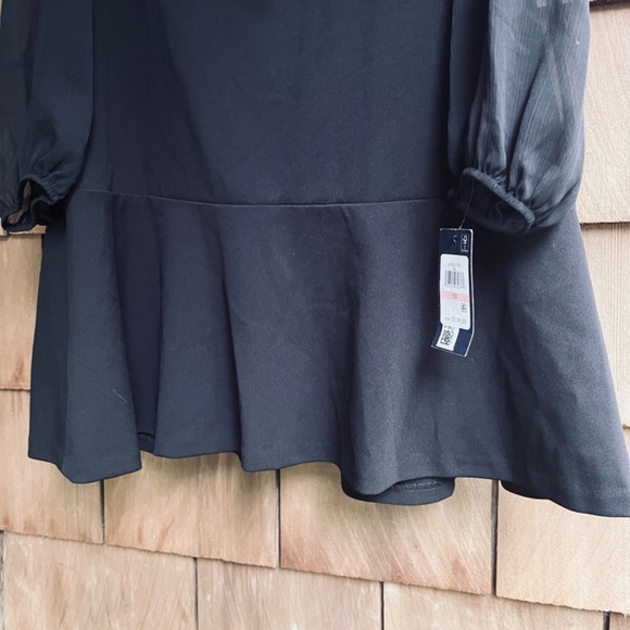 Tommy Hilfiger Keyhole Neckline Black Dress Chiffon Sleeves Ruffle Bottom 10 - Picture 5 of 11